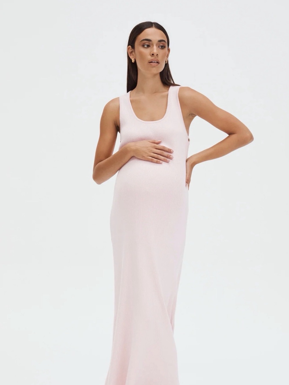 Sleeveless Scoop Neck Maxi Dress in Soft Pink